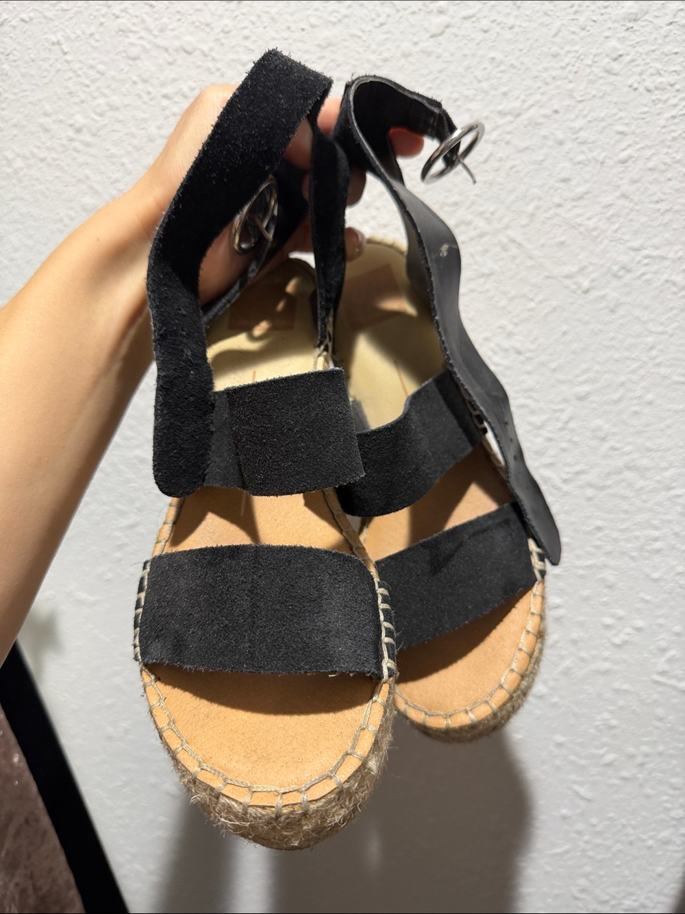 Dolce Vita Black Espadrille Platform Sandals with Ankle Strap